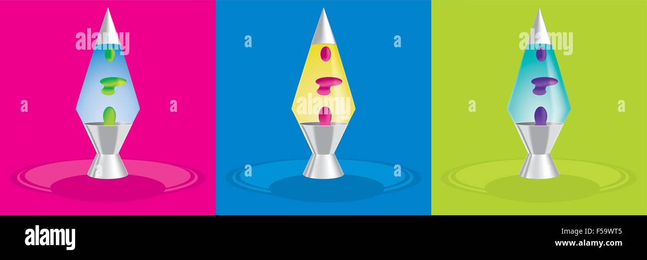 Retro lava lamps in vector format on bright backgrounds Stock Vector