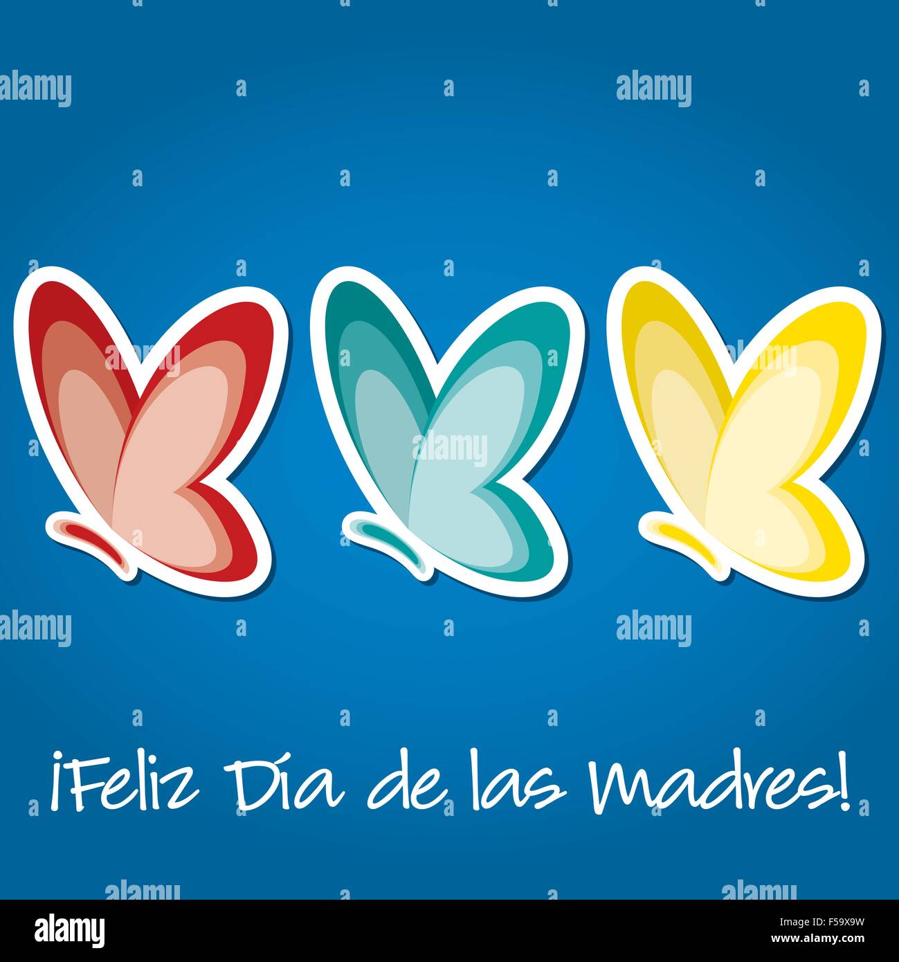 Butterfly “Happy Mother’s Day” sticker card in vector format Stock