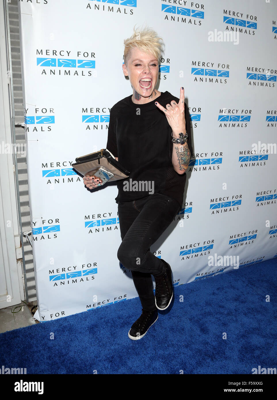 Mercy For Animals Hidden Heroes Gala at Unici Casa in Culver City - Arrivals  Featuring: Otep Shamaya Where: Culver City, California, United States When: 29 Aug 2015 C Stock Photo