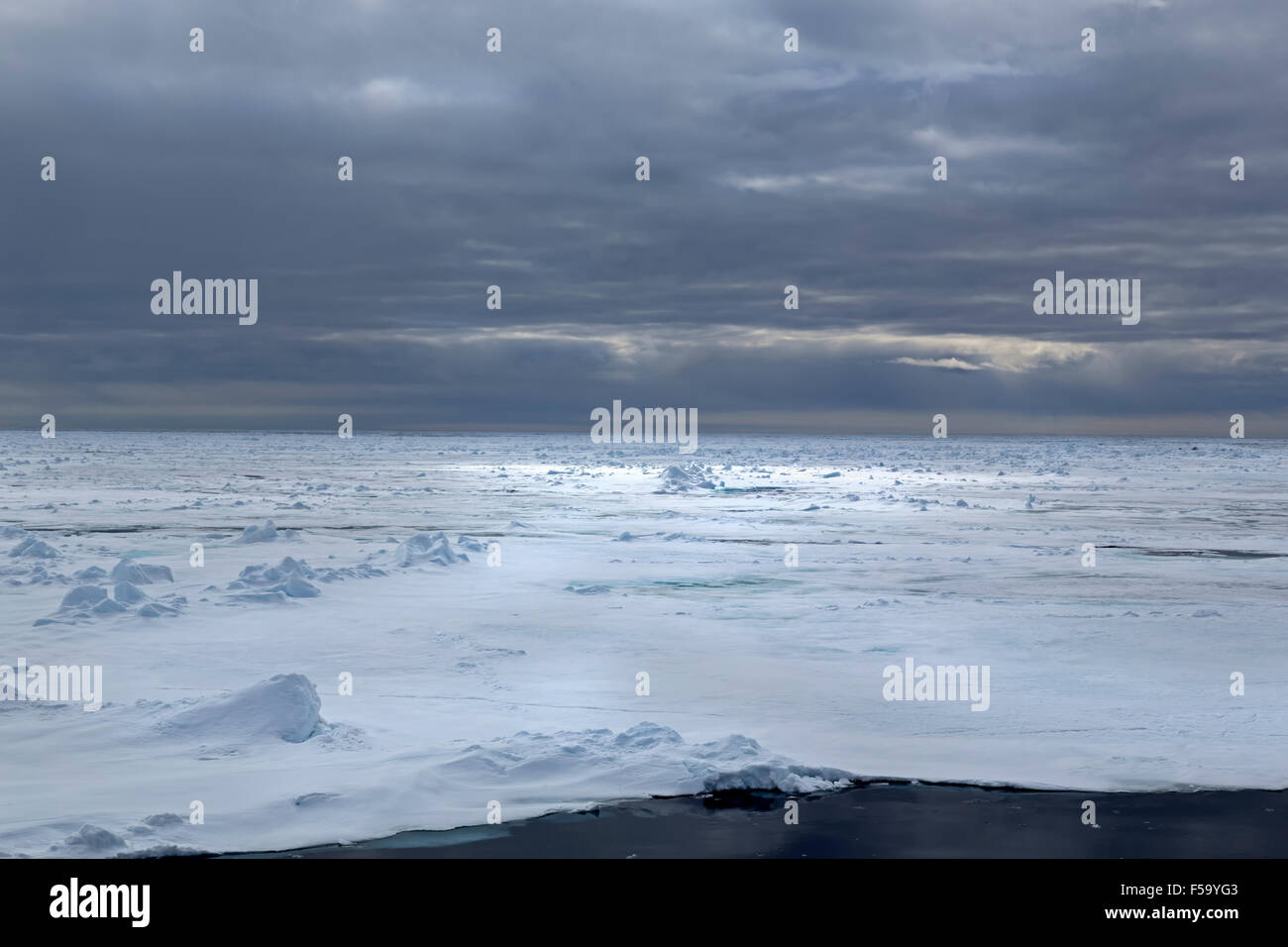 Edge of pack-ice, Arctic Ocean, Spitsbergen Island, Svalbard Archipelago, Svalbard and Jan Mayen, Norway, Europe Stock Photo