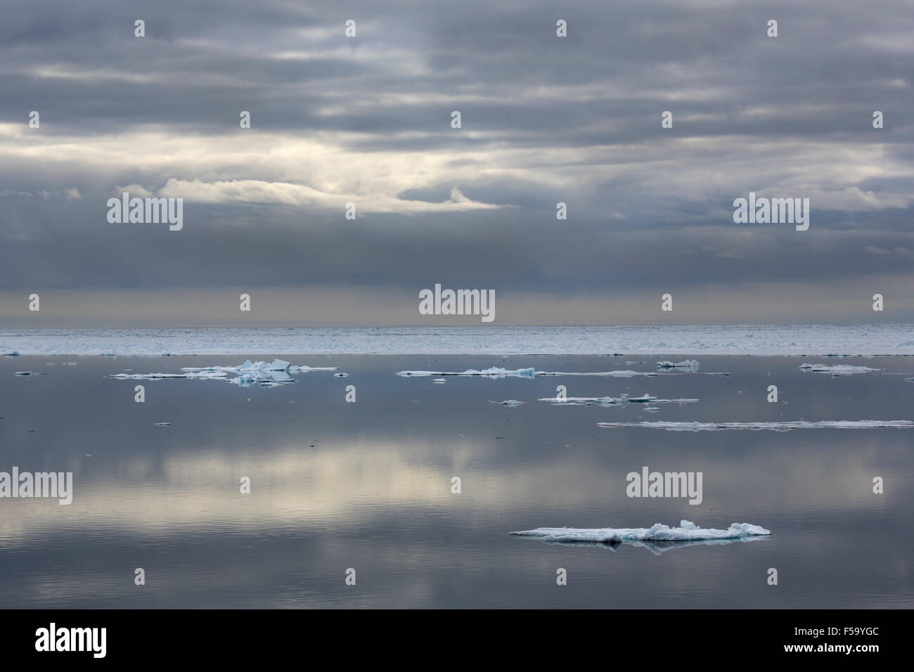 Ice floes, edge of pack-ice, Arctic Ocean, Spitsbergen Island, Svalbard Archipelago, Svalbard and Jan Mayen, Norway, Europe Stock Photo