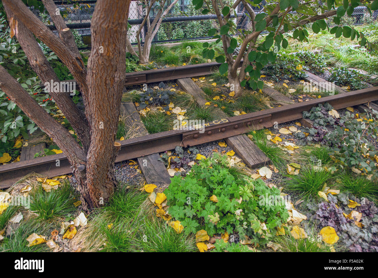 The High line park, an elevated park and walkway built on old railway