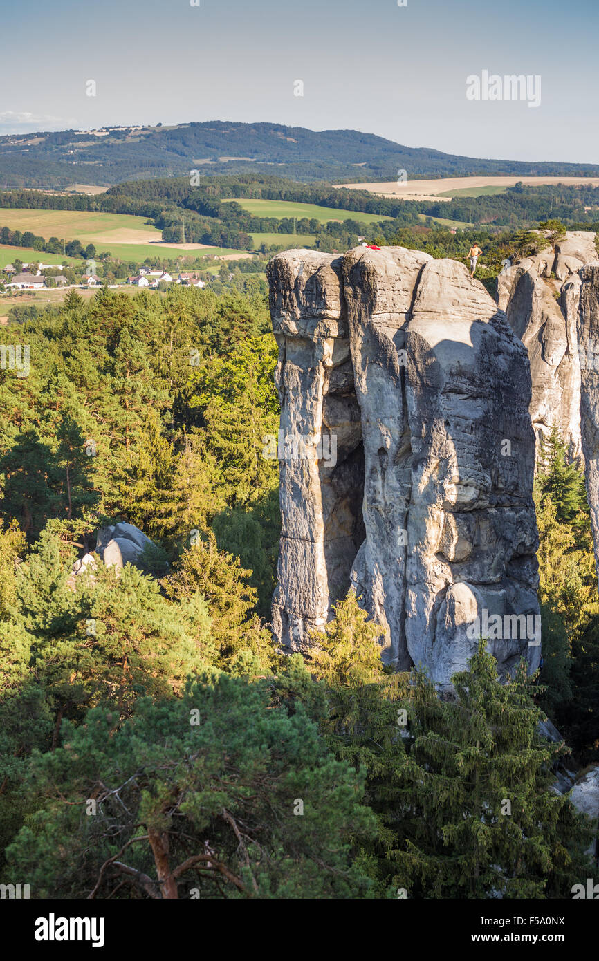 panoramic view of sandstone rocks in Cesky raj, czech paradise, Hruboskalsko, Czech republic Stock Photo