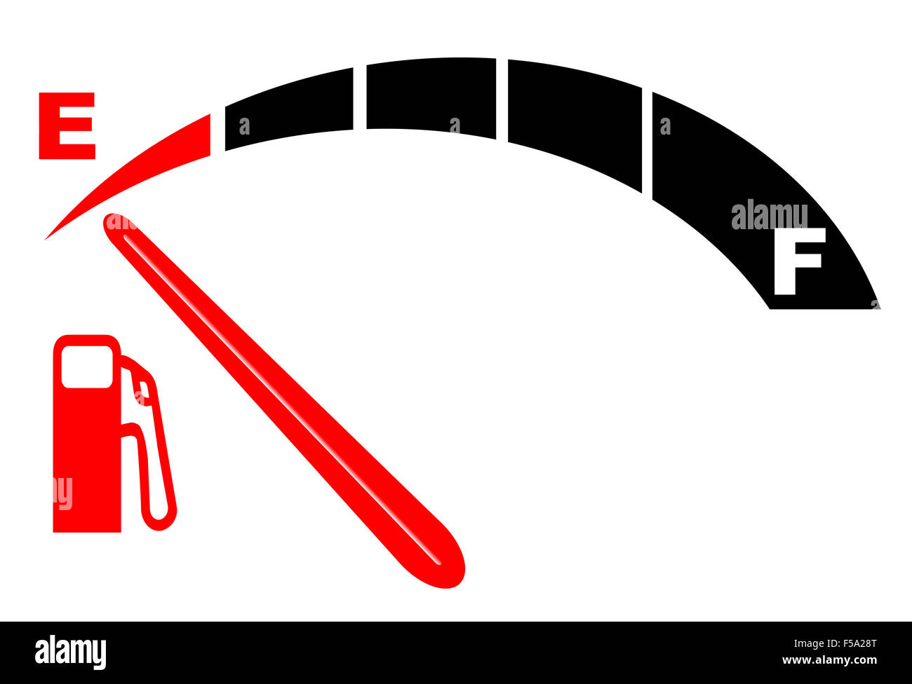 An automobile fuel gauge showing empty Stock Photo Alamy
