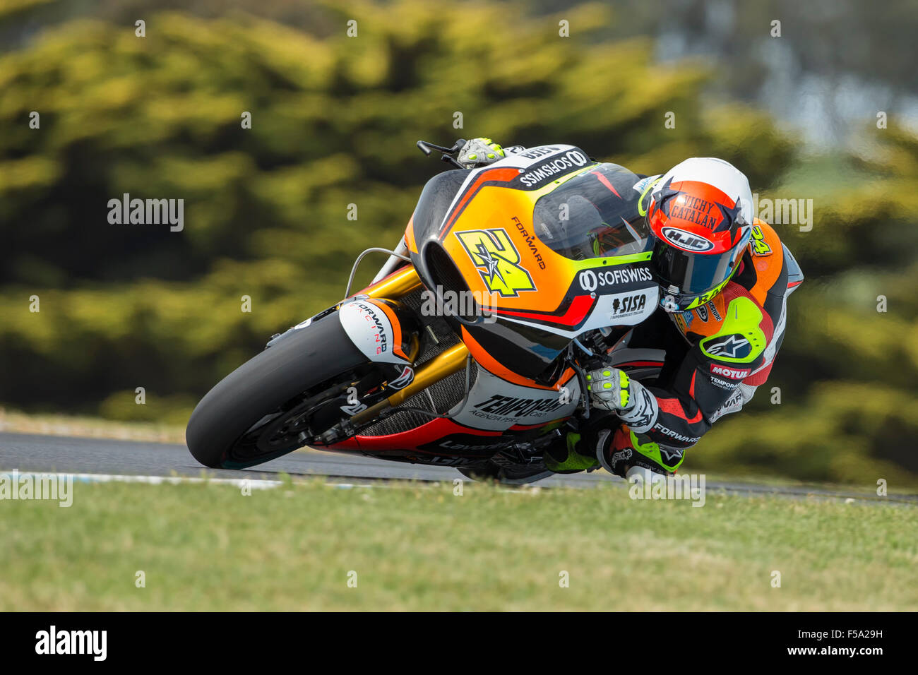 Toni Elias, Forward Racing. Free Practice 2, 2015 Pramac Australian Motorcycle Grand Prix. Stock Photo