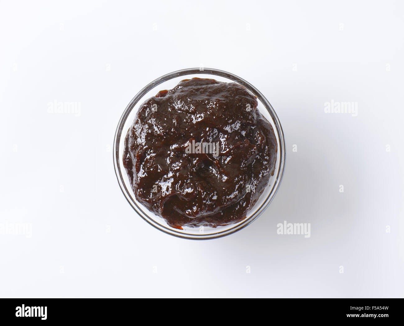 Bowl of homemade plum jam Stock Photo