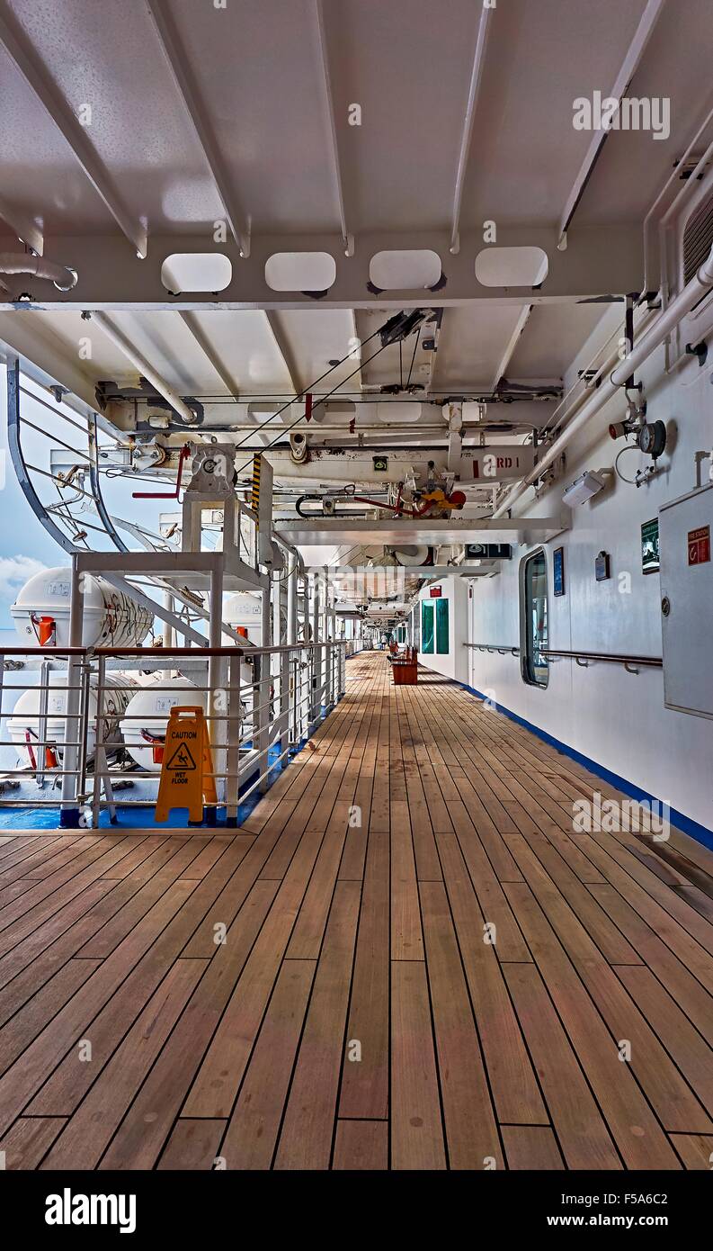 Ships deck of Sea Princess Cruise Liner - a view near the life boats Stock Photo