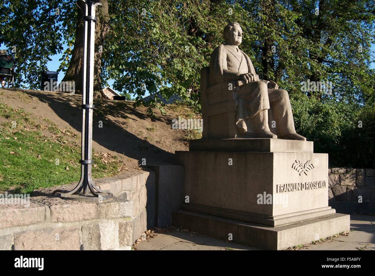 Franklin Roosevelt statue monument Oslo stone art Stock Photo
