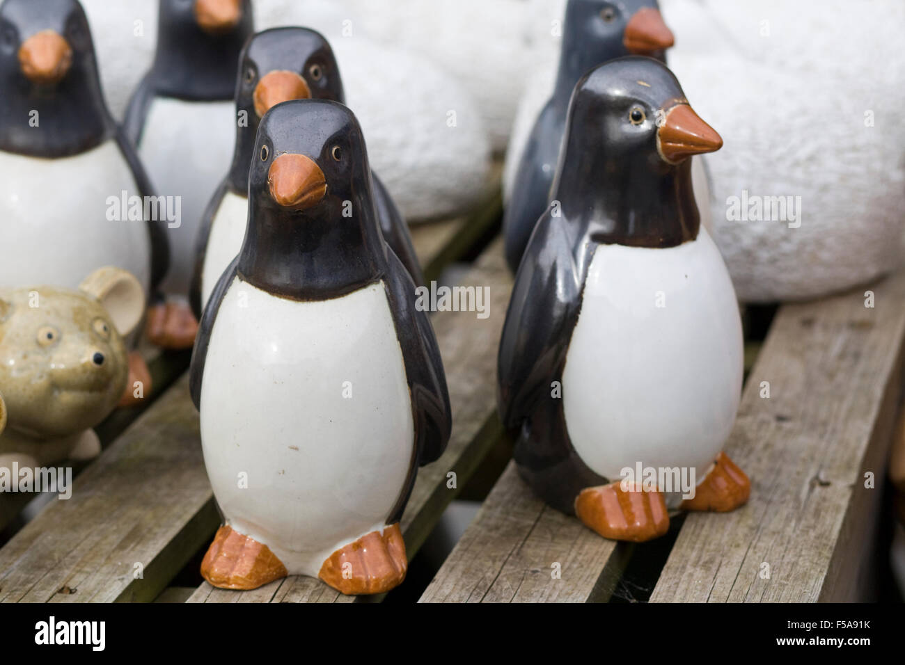 Penguin Stone garden ornaments Stock Photo