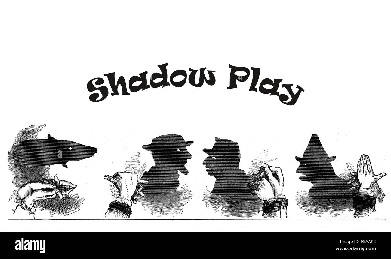 Shadow play, vintage puppet show Stock Photo