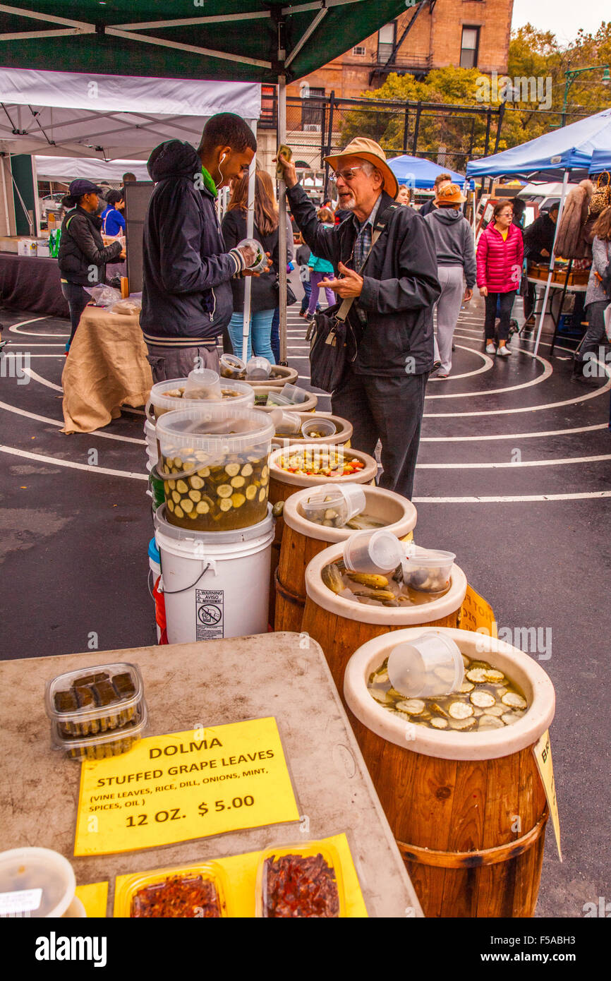 Pickles for sales GreenFlea flea market, Upper West Side of Manhattan