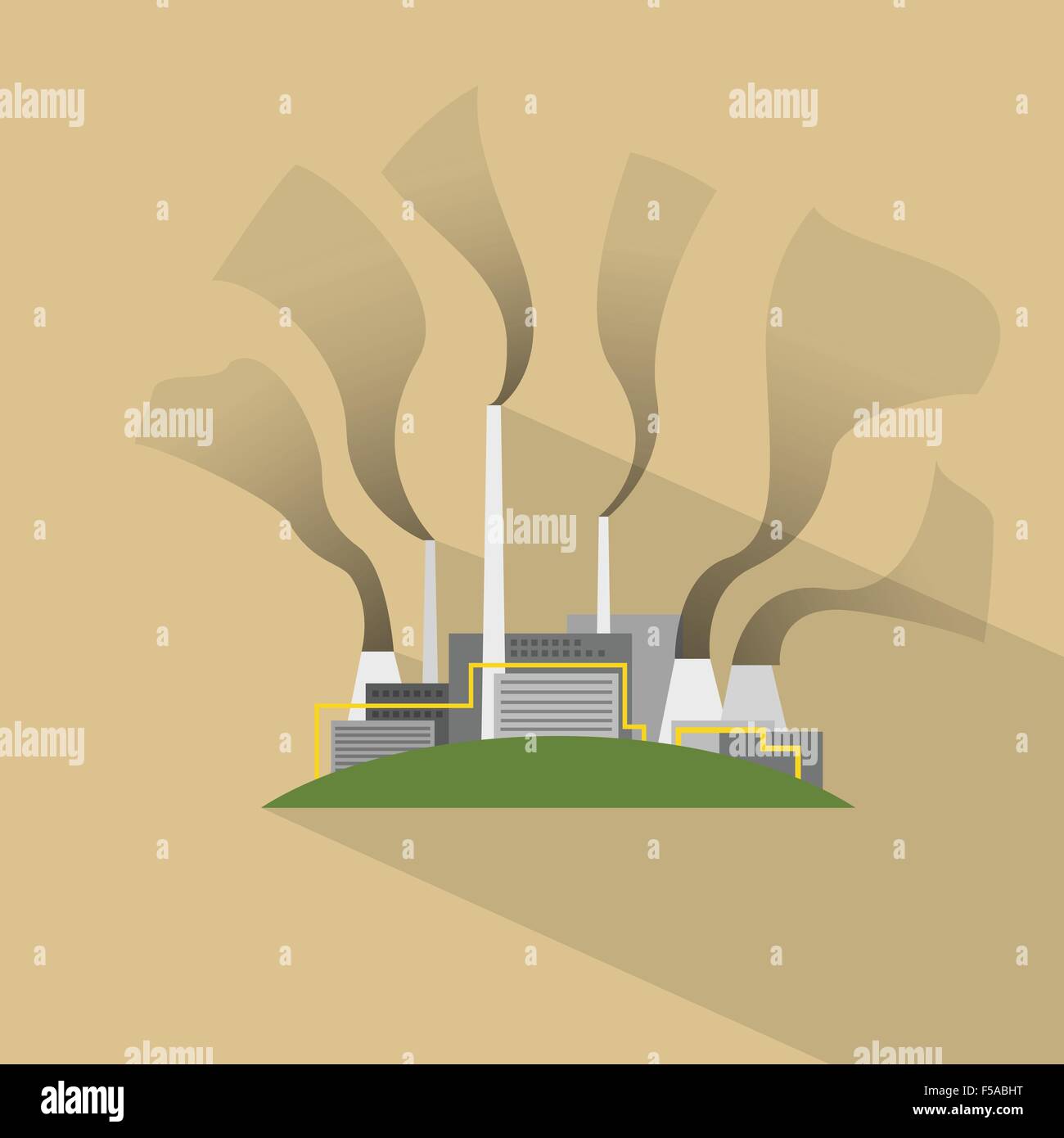 Factory Flat Plant Smoke Pipe Icon Stock Vector Image & Art - Alamy
