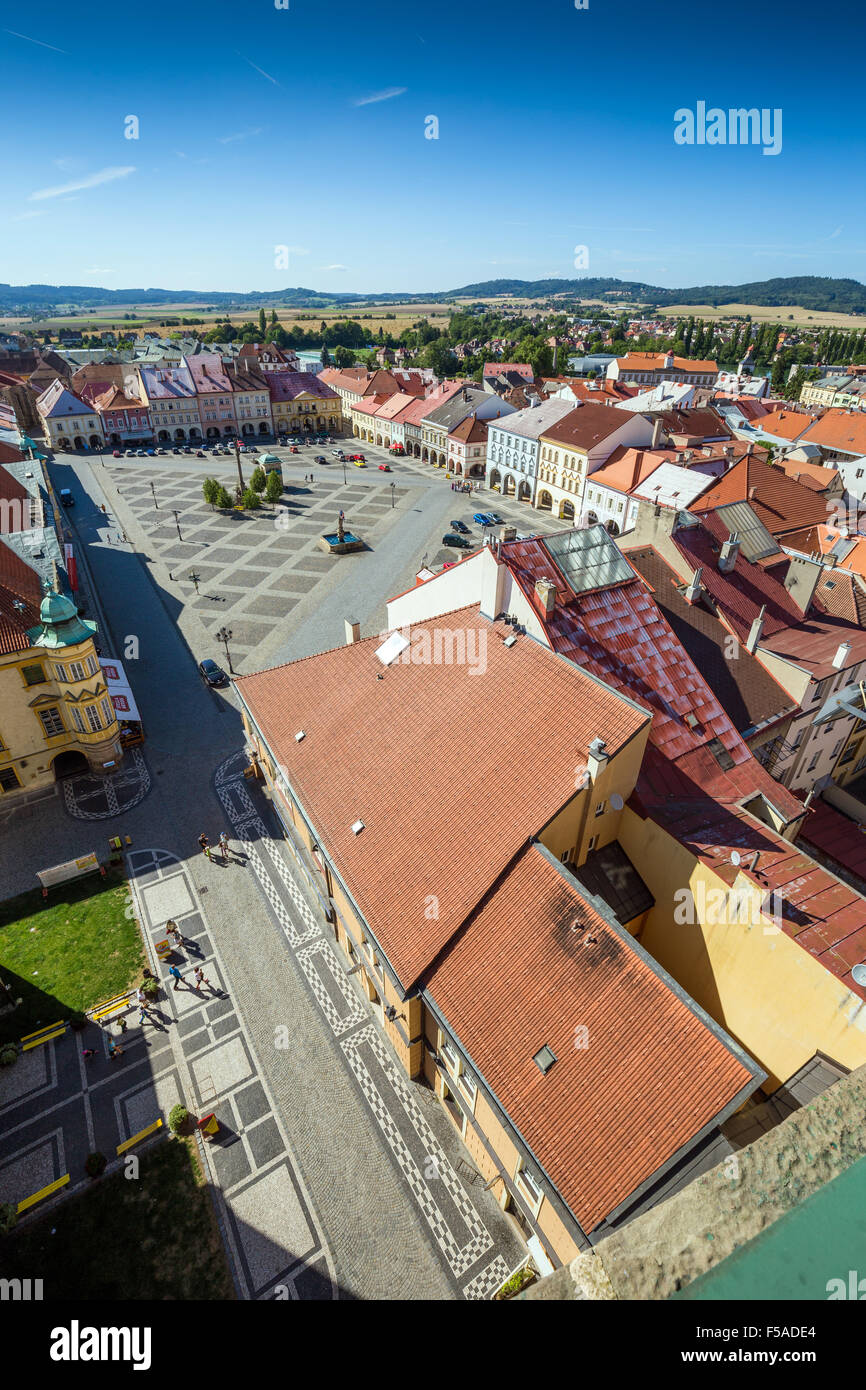 Valdstejnske namesti, pohled z Valdicke brany, Jicin, Kralovehradecky kraj, Czech Republic Stock Photo