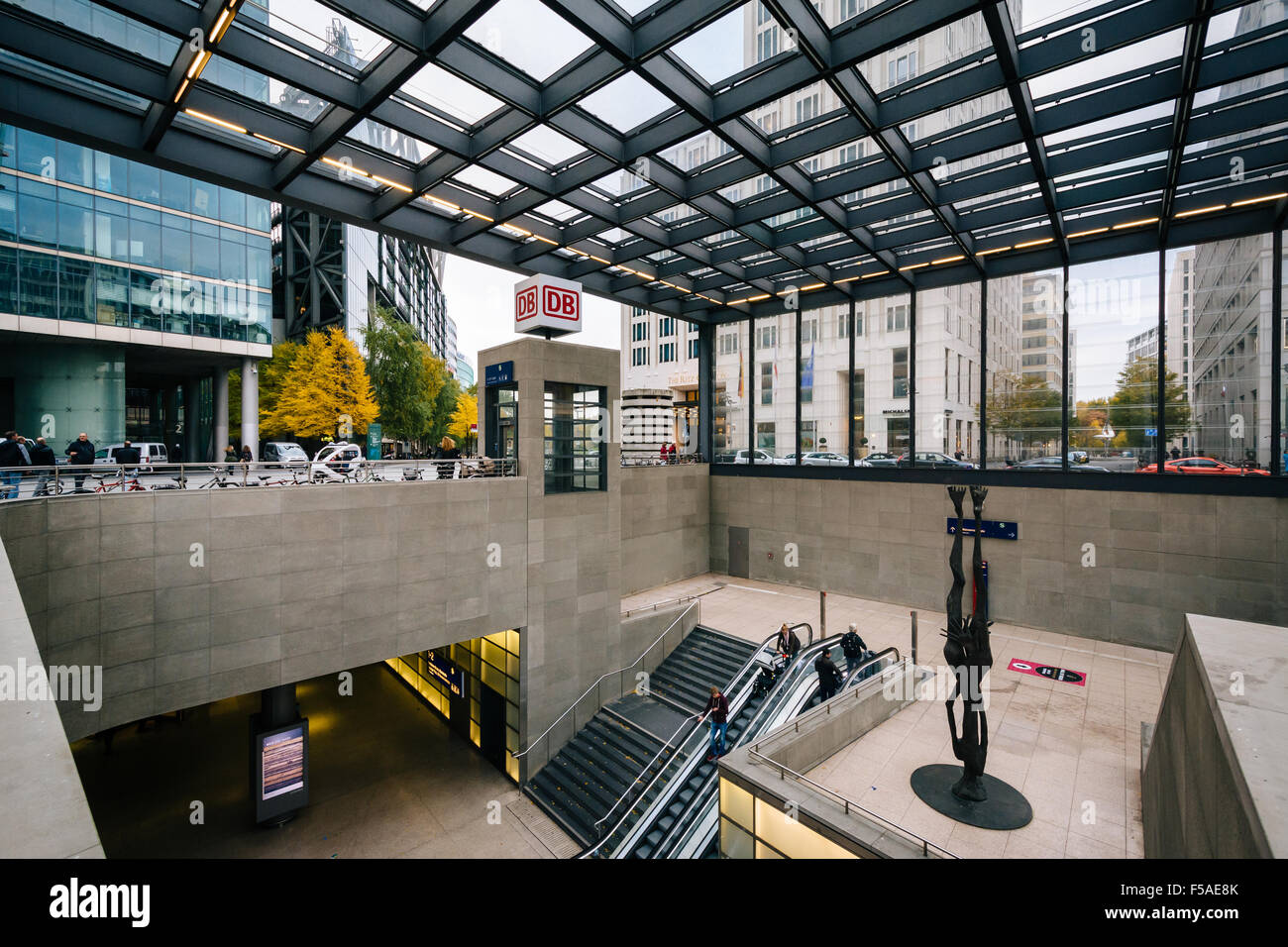 The interior of a train station at Potsdamer Platz, in Berlin, Germany