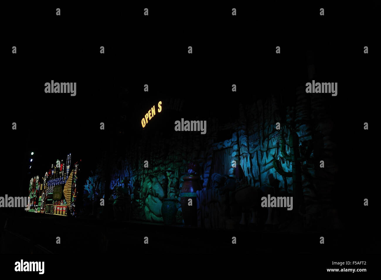 Night oblique view, south to Green Machine Tableau, blue green colours