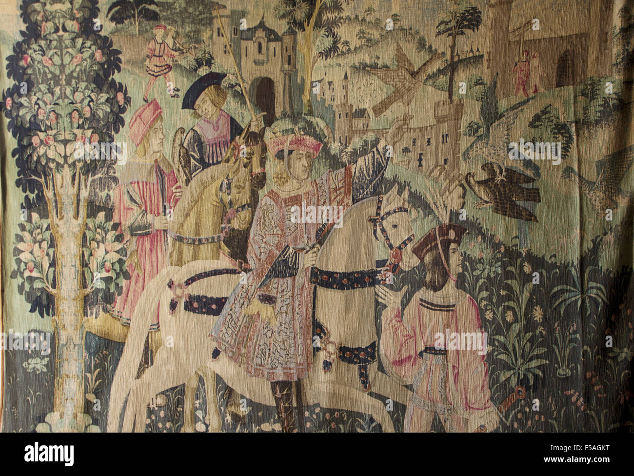 Midieval tapestry in Marksburg castle. Rudesheim, Germany Stock Photo Alamy