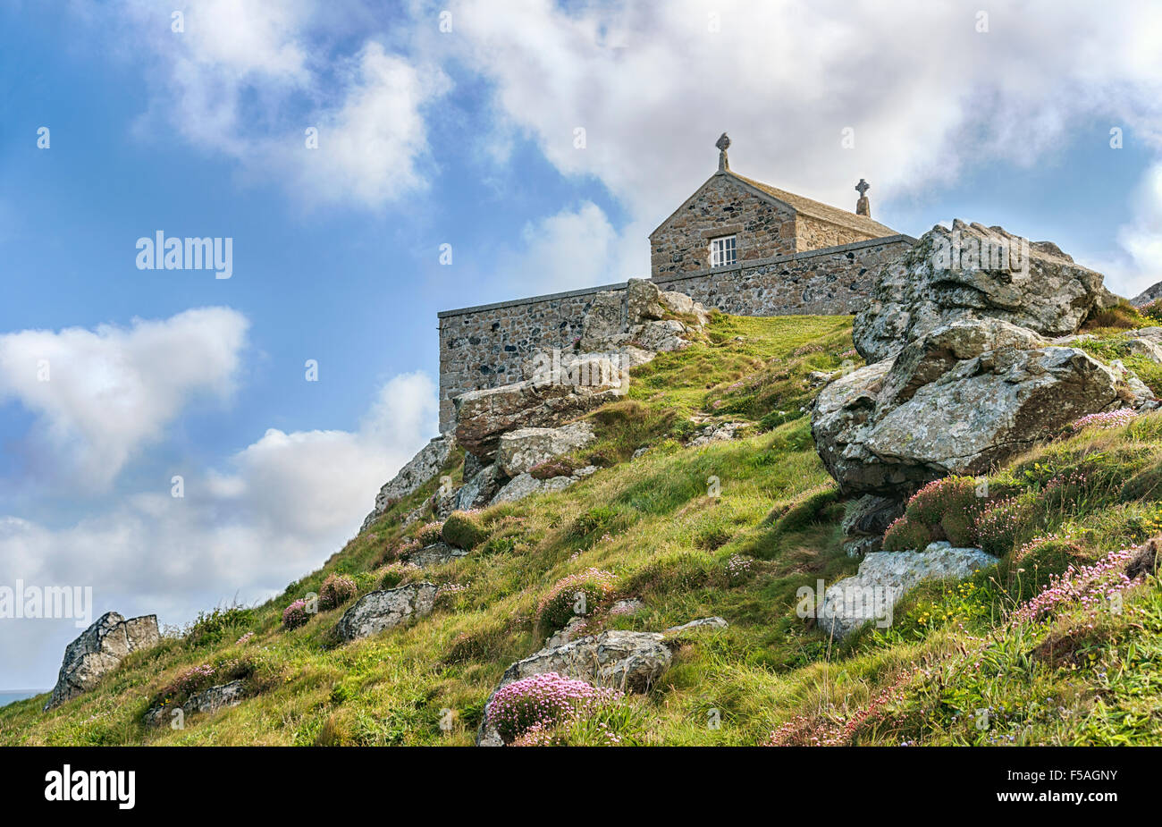 Ancient Chapel of St.Nicholas at The Island Peninsula, St.Ives, Cornwall, England, UK Stock Photo