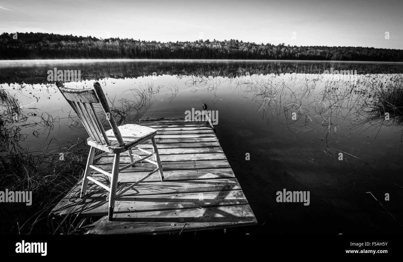 Lakeside with a dock Black and White Stock Photos & Images - Alamy