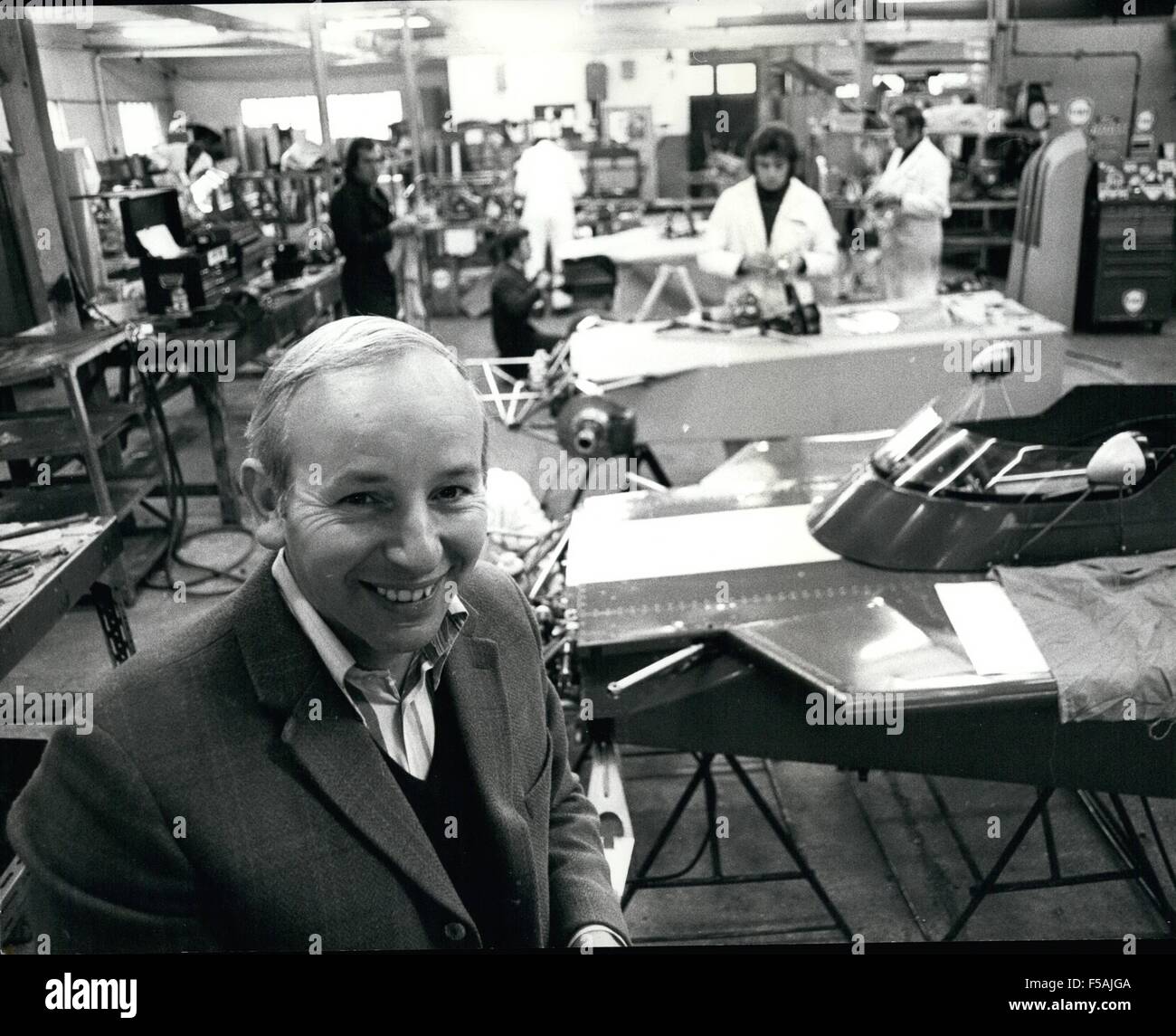 1974 - John Surtees, who with the help of his 40 strong work force has produced a new ''fatter'' Formula One TS 16, at his Kent factory. © Keystone Pictures USA/ZUMAPRESS.com/Alamy Live News Stock Photo