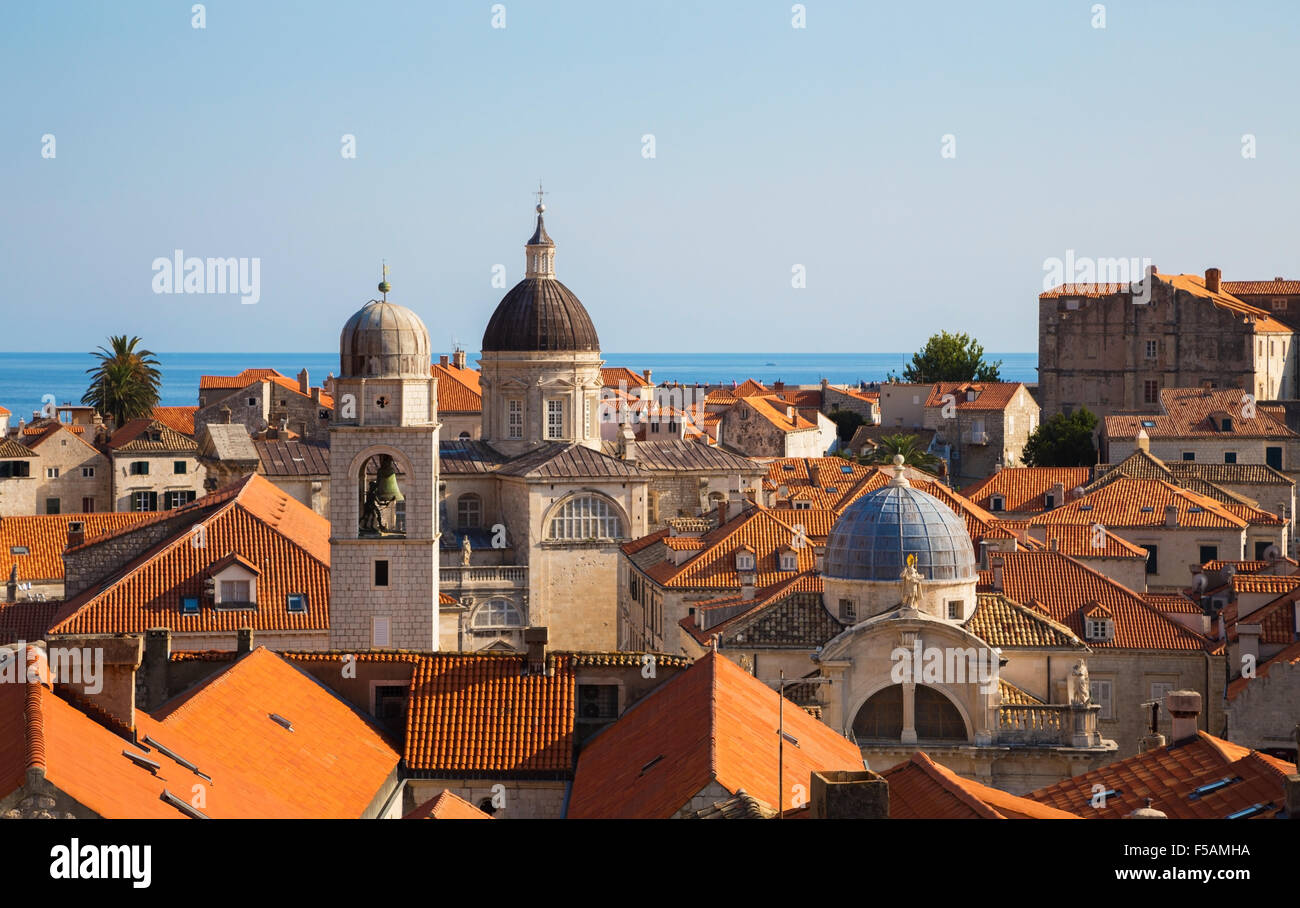 Distant building inside the old town of Dubrovnik Stock Photo