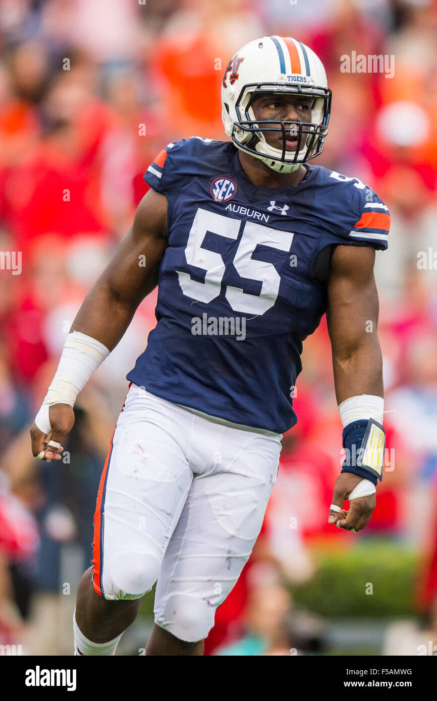 Auburn defensive lineman Carl Lawson (55) during the NCAA college football  game between Ole Miss and