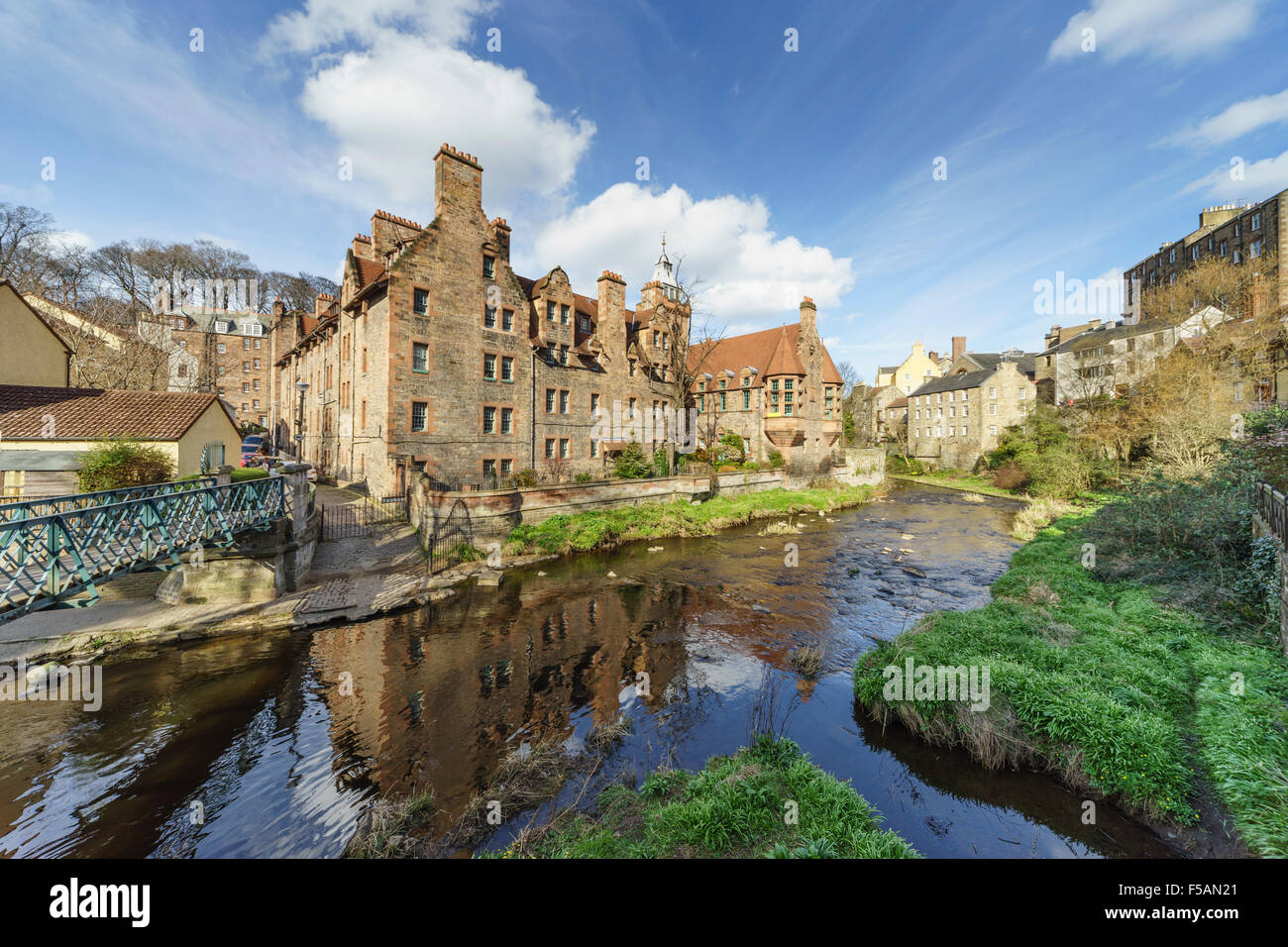 Water of Leith, Edinburgh, Dean Village. Historic building converted to