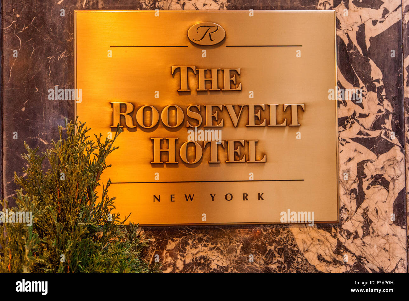 Sign for the Roosevelt Hotel, Manhattan, New York City, United States ...