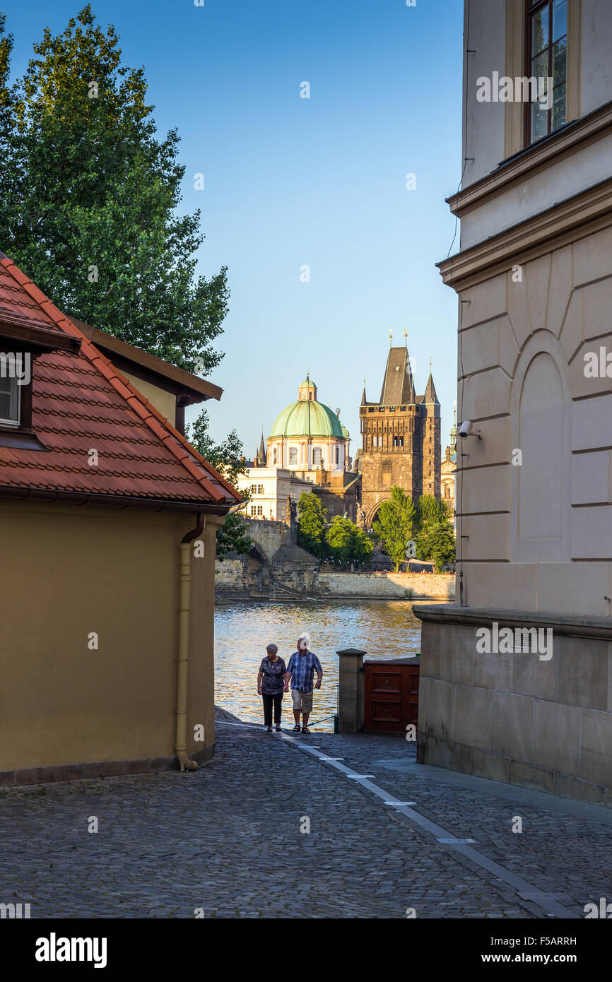 Narrow street in Lesser Town (Mala Strana), Prague, Czech republic, Europe Stock Photo