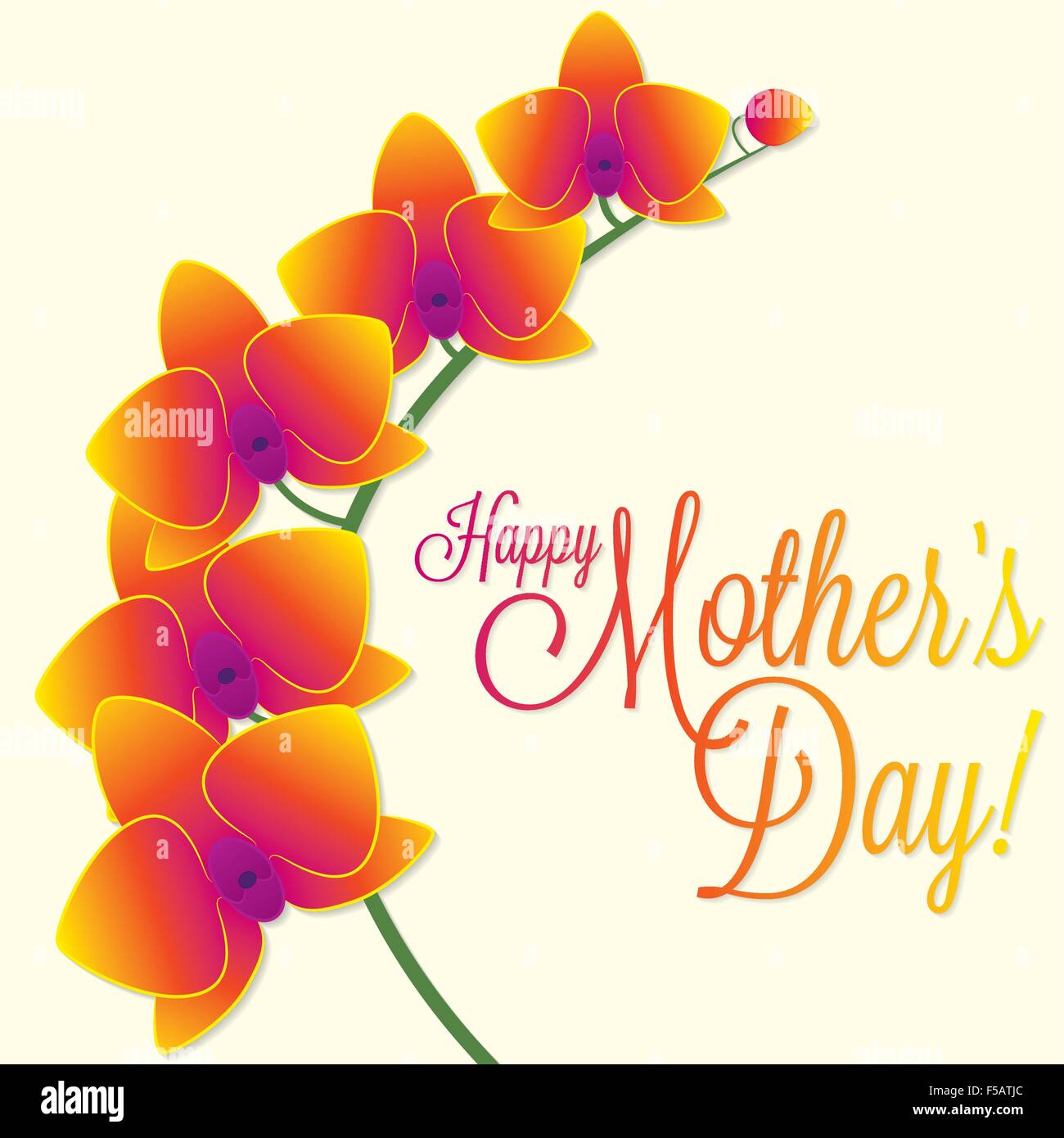 Happy Mother's Day orchid card in vector format. Stock Vector