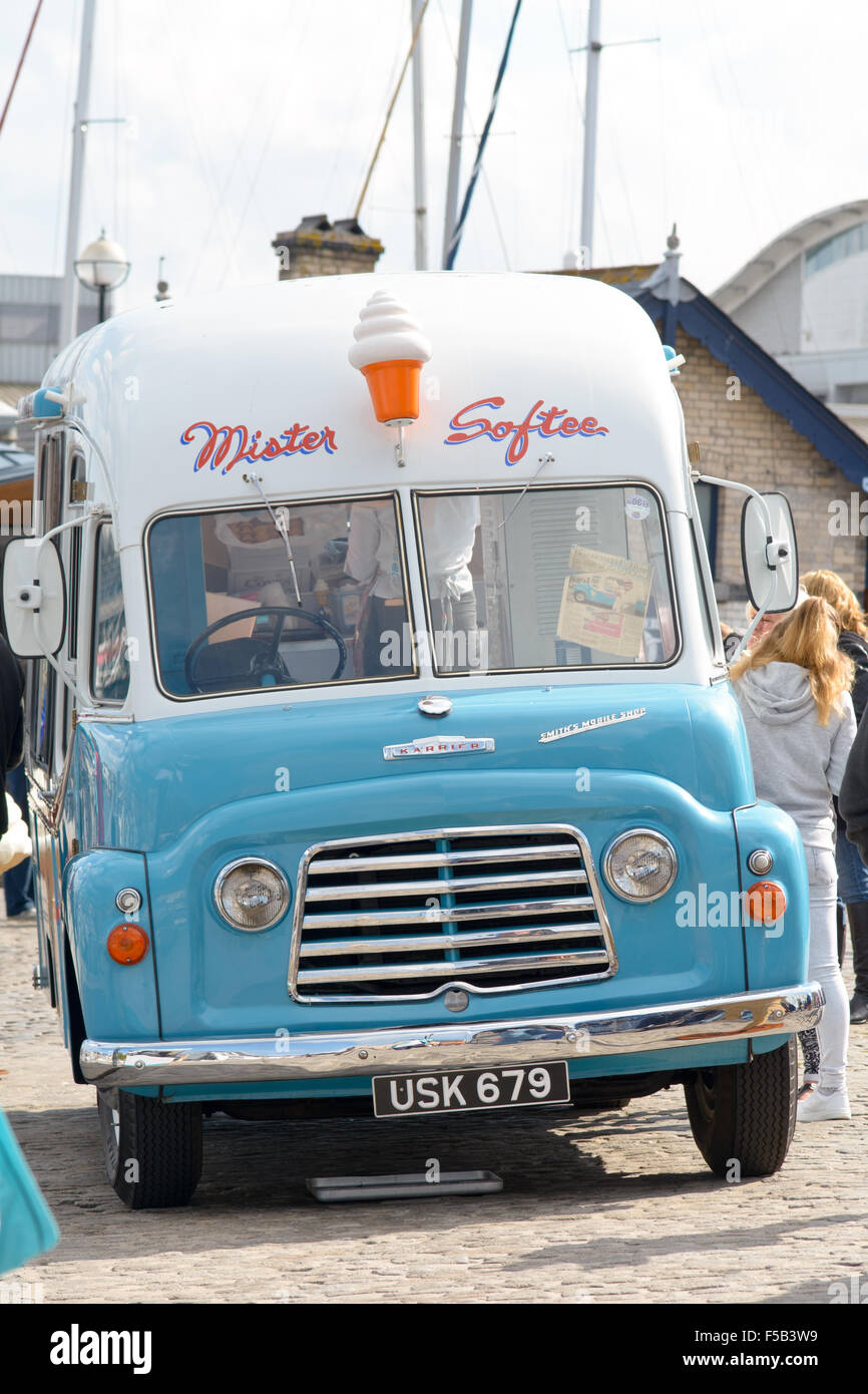 Ice Cream van parked in Sutton Harbour at the Plymouth Food Festival in