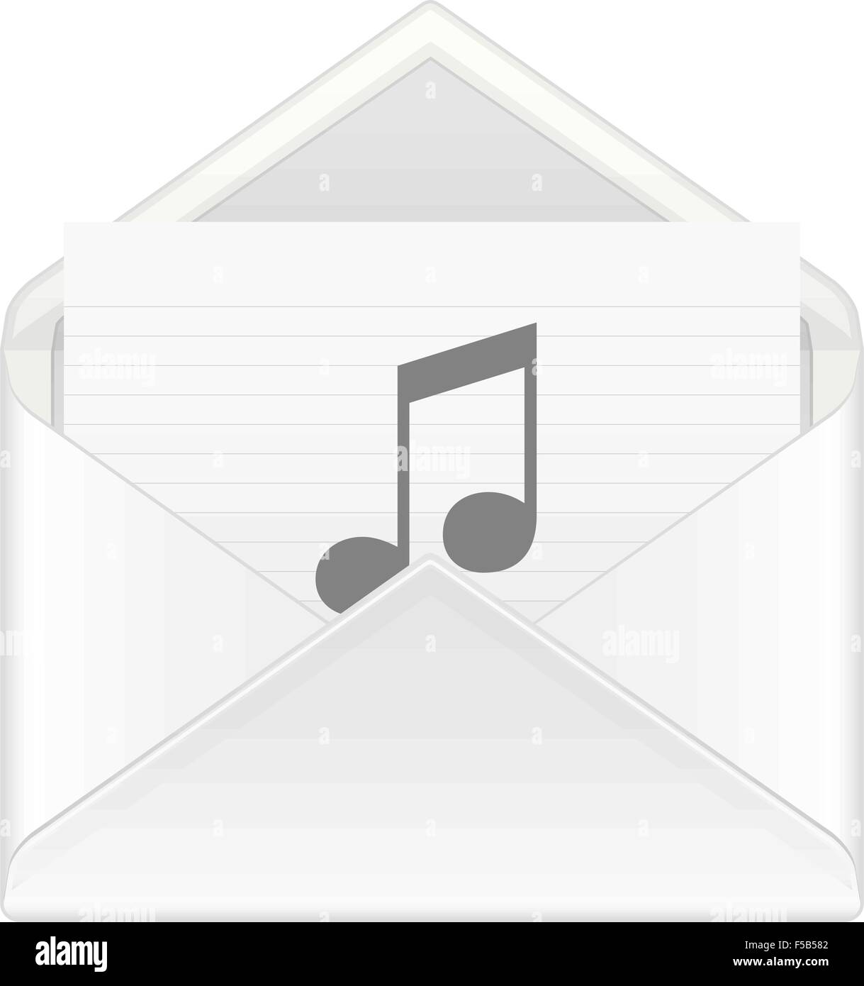 Open envelope containing envelope music on a white background. Vector