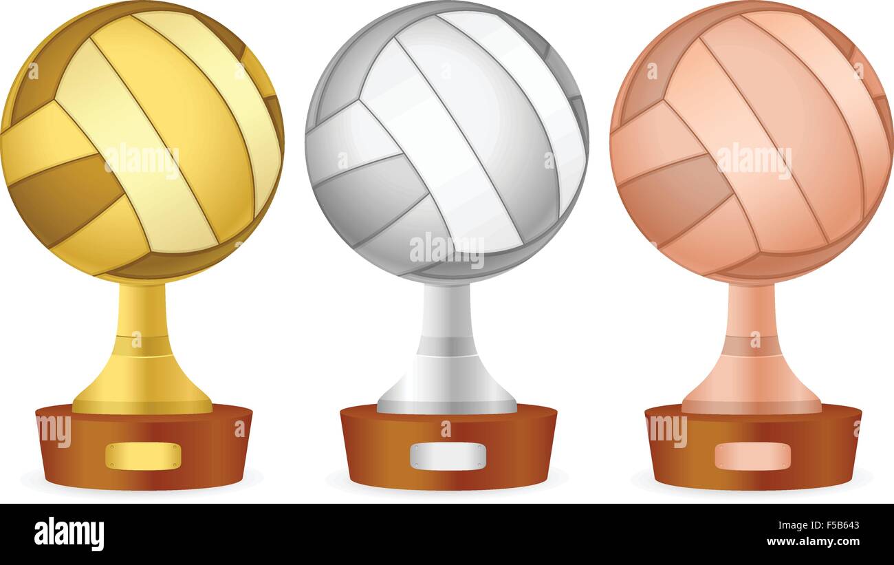 Volleyball trophy set on white background. Vector illustration Stock