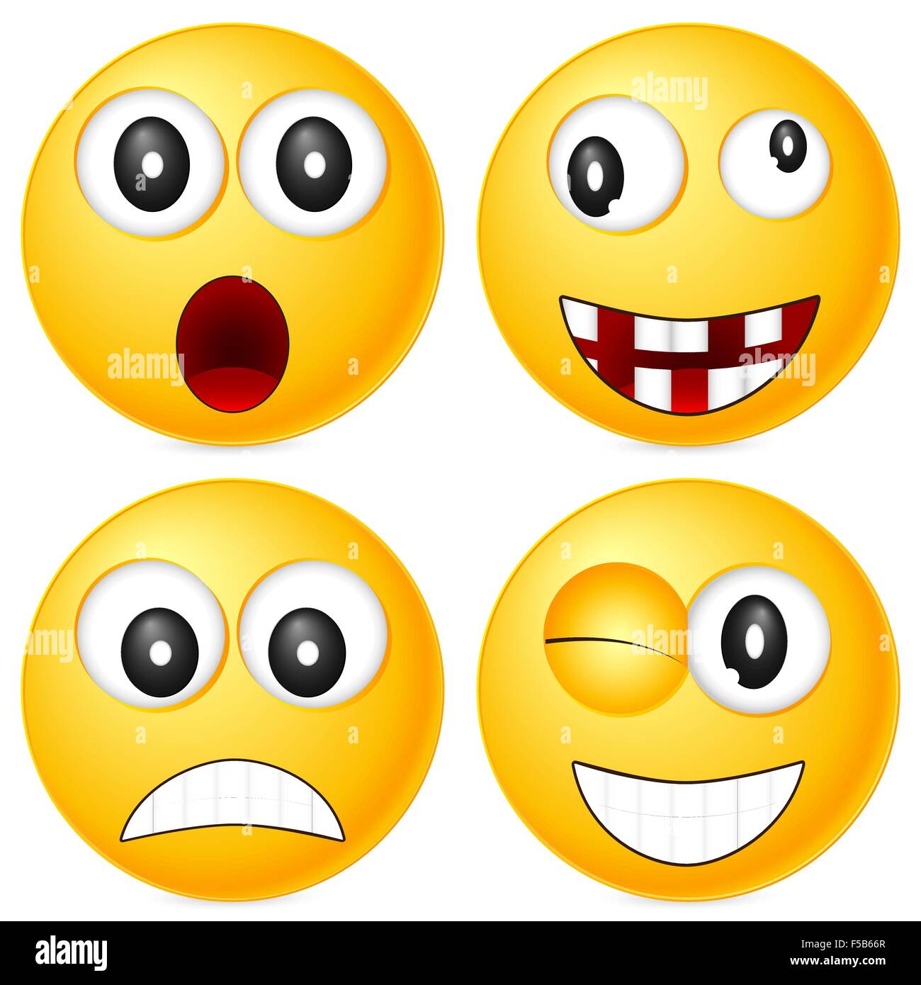 Four emoticons isolated on white background. Vector illustration. Stock Vector