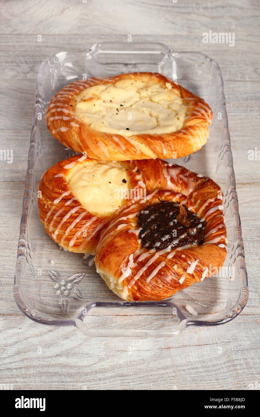 Danish Pastry with Poppy Seed and Cheese Filling Stock Photo Alamy