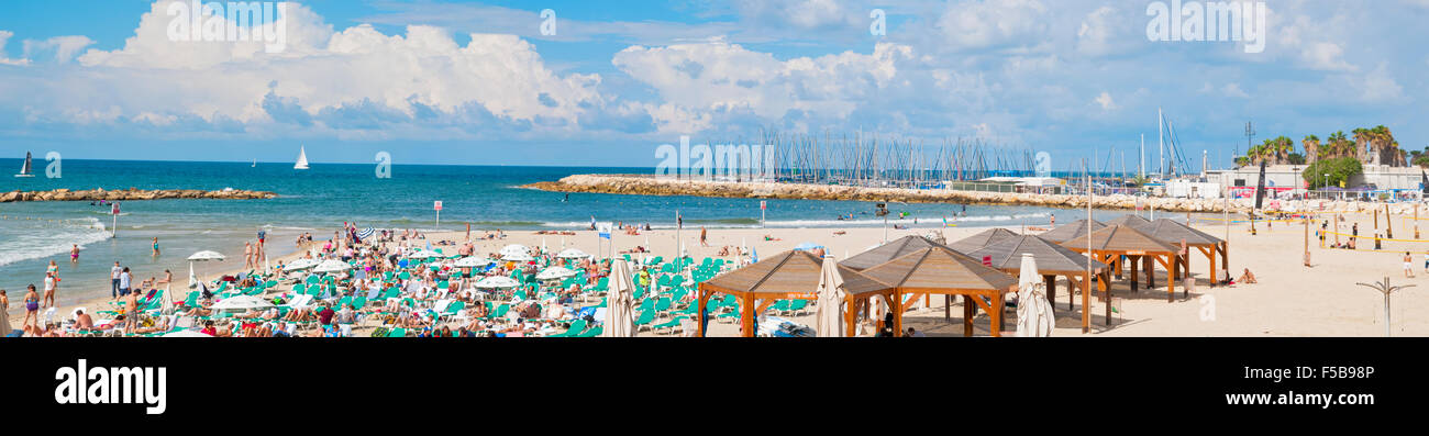 Gordon Beach Panorama, Tel Aviv, Israel Stock Photo