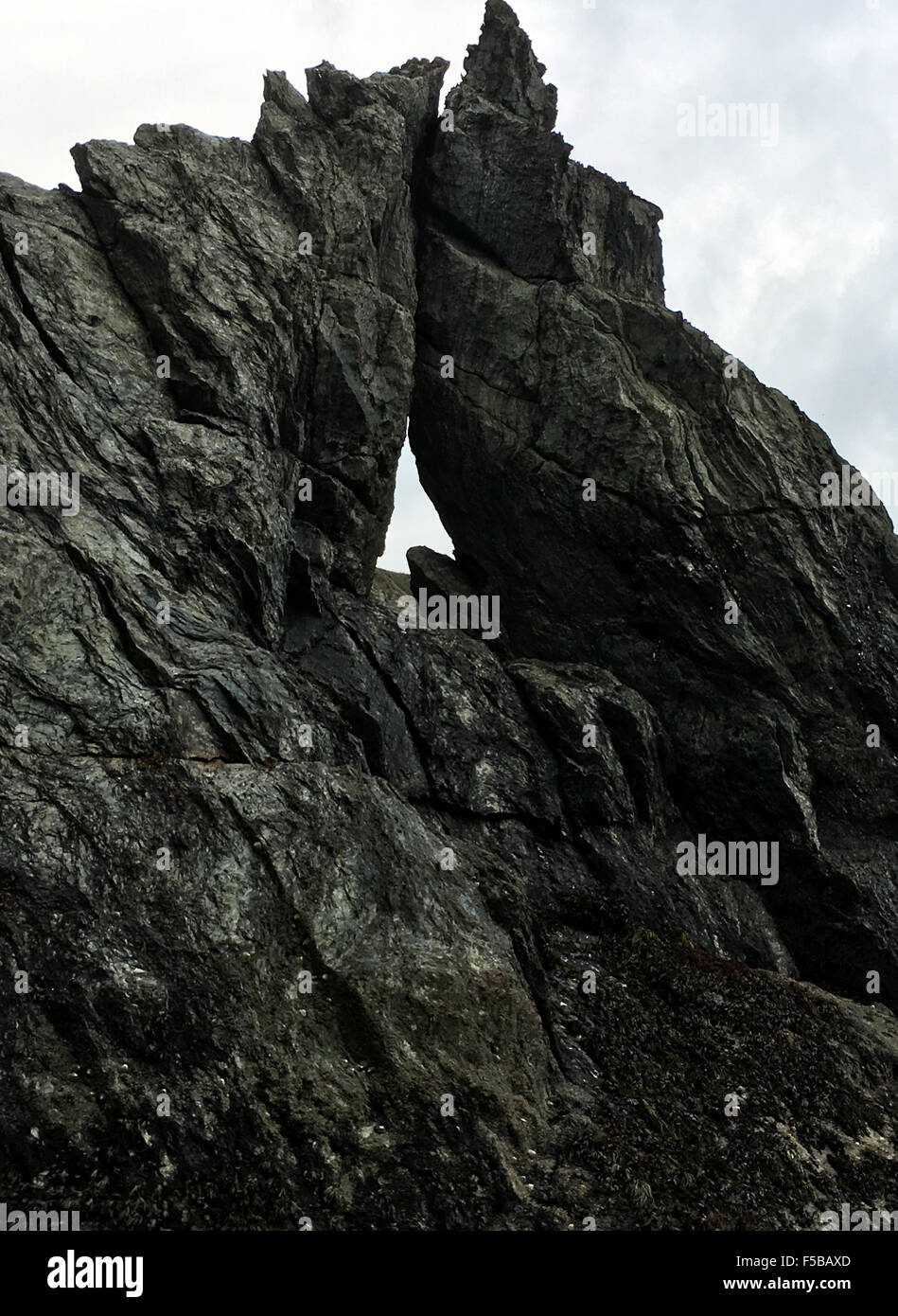 Coastal Rock Cliff Cornwall Stock Photo