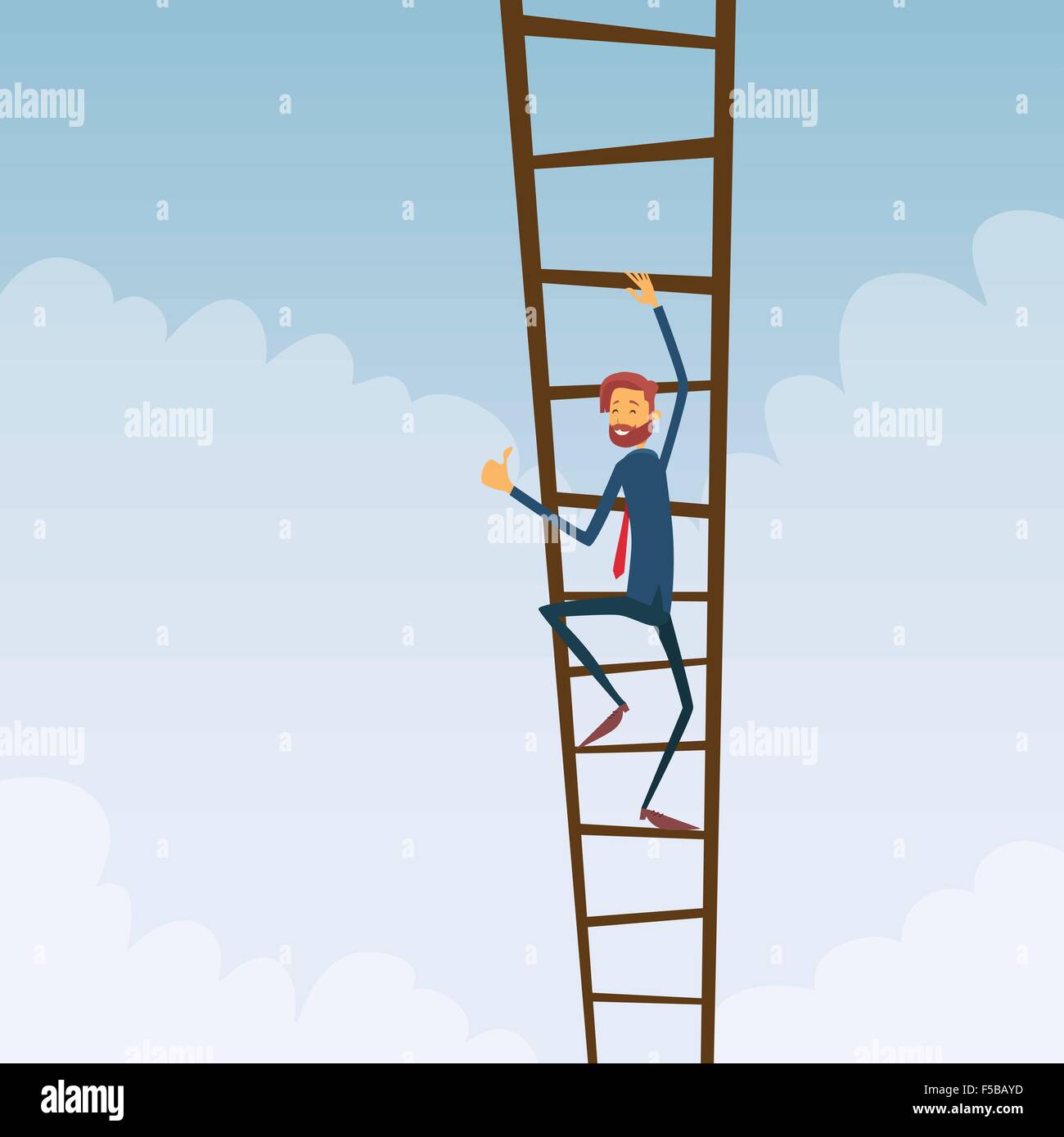 Businessman Climb Up Ladder Stairs, Concept Business Man Stock Vector ...