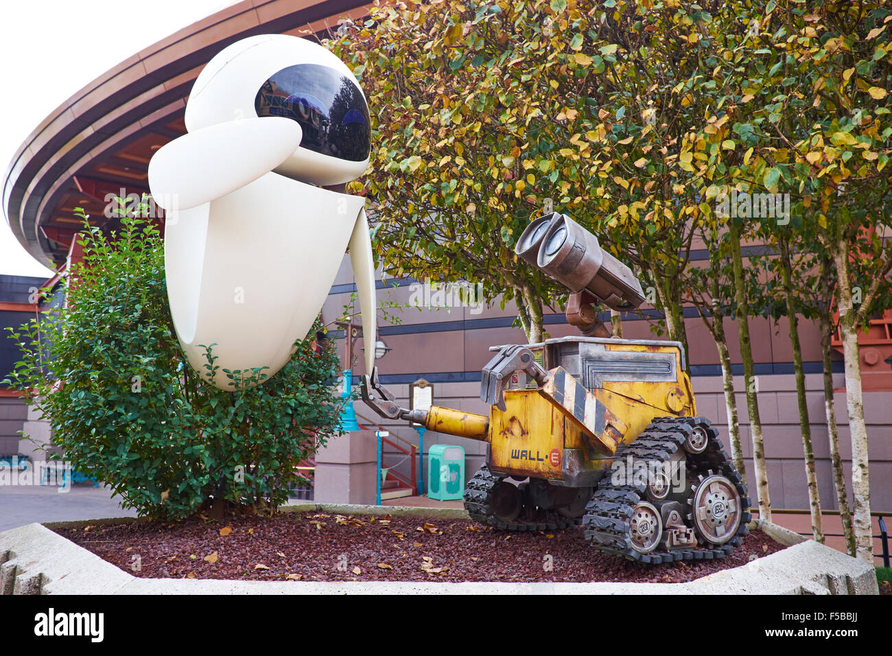 Wall-E And Eve Characters From A Disney Film Discoveryland Disneyland Paris Marne-la-Vallee Chessy France Stock Photo