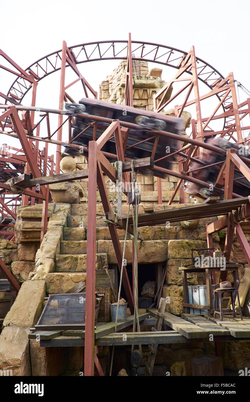 Indiana Jones Temple Of Peril Roller Coaster Ride In Adventureland Disneyland Paris Marne-la-Vallee Chessy France Stock Photo