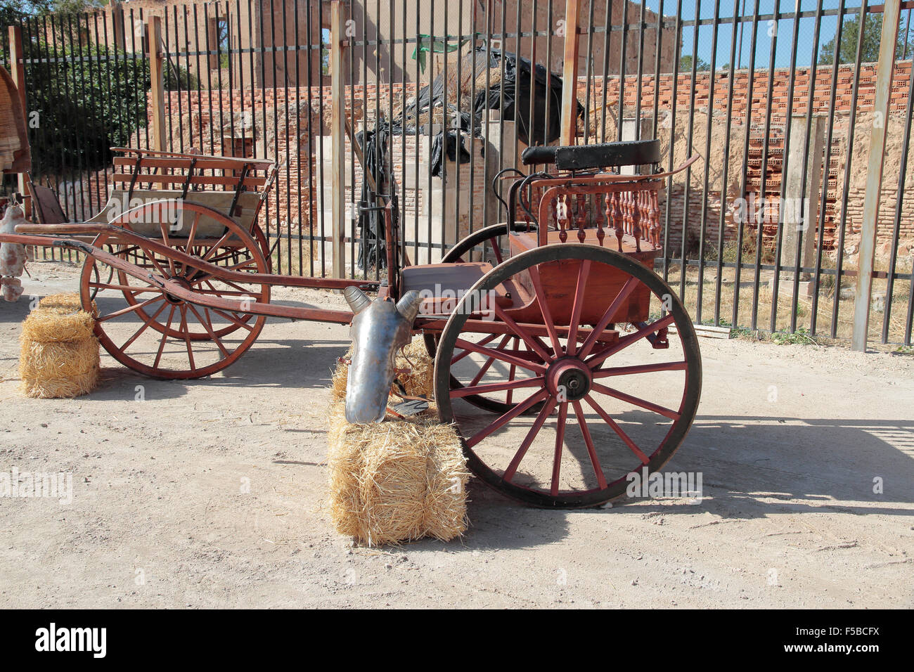 Antique Wooden Ox Cart Axle on Modern Black Base - Rustic