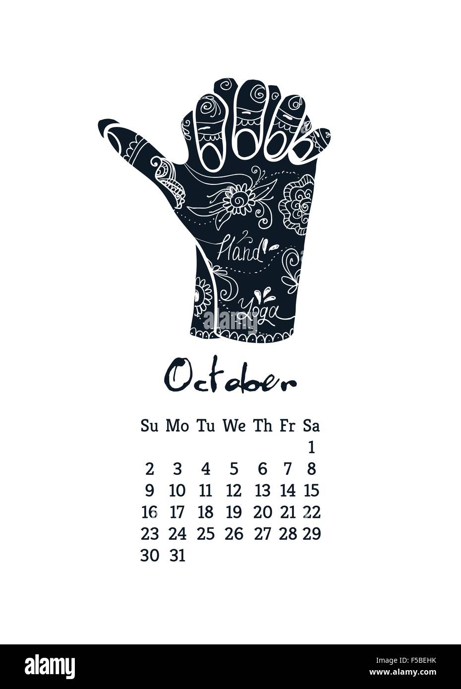 Calendar item with yoga mudra hands and drawing mehendi Stock ...