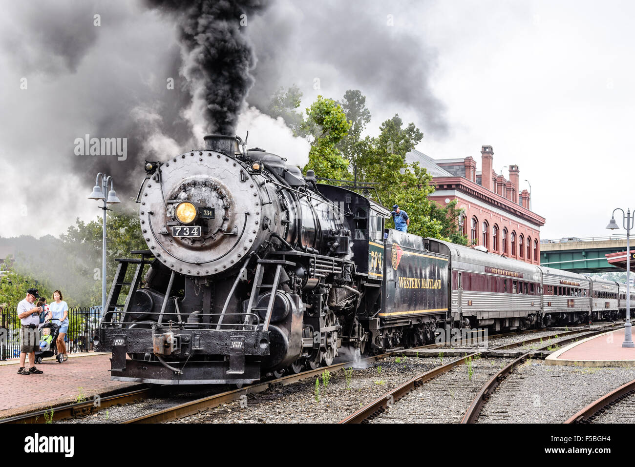 Western Maryland Scenic Railroad Baldwin 2-8-0 No 734, Cumberland Maryland Stock Photo