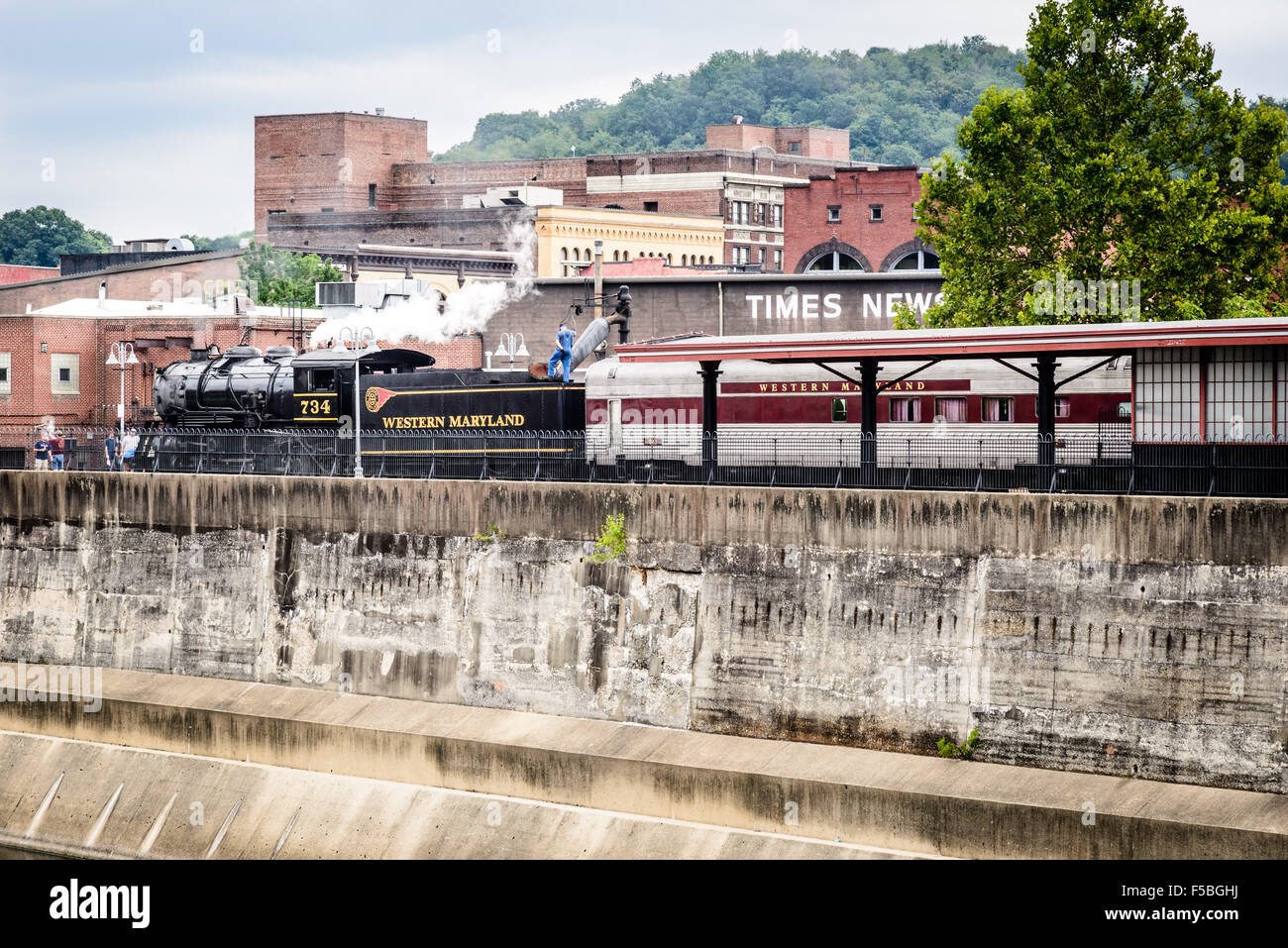 Western Maryland Scenic Railroad Baldwin 2-8-0 No 734, Cumberland Maryland Stock Photo