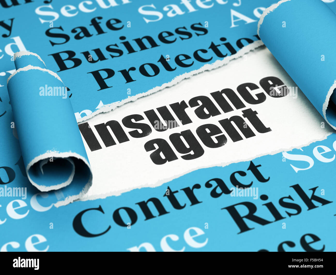 Insurance concept: black text Insurance Agent under the piece of  torn paper Stock Photo