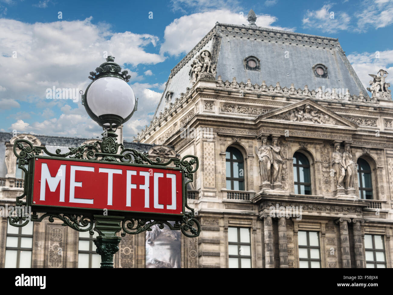 Metro sign, metro station, Paris, Ile-de-France, France Stock Photo