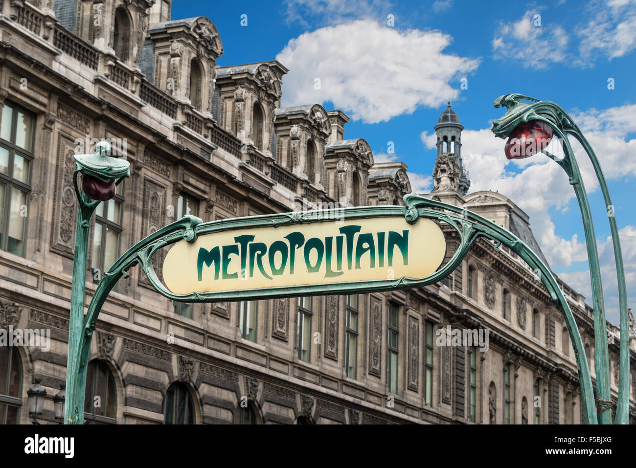 Metropolitain sign, metro station, Paris, Ile-de-France, France Stock Photo