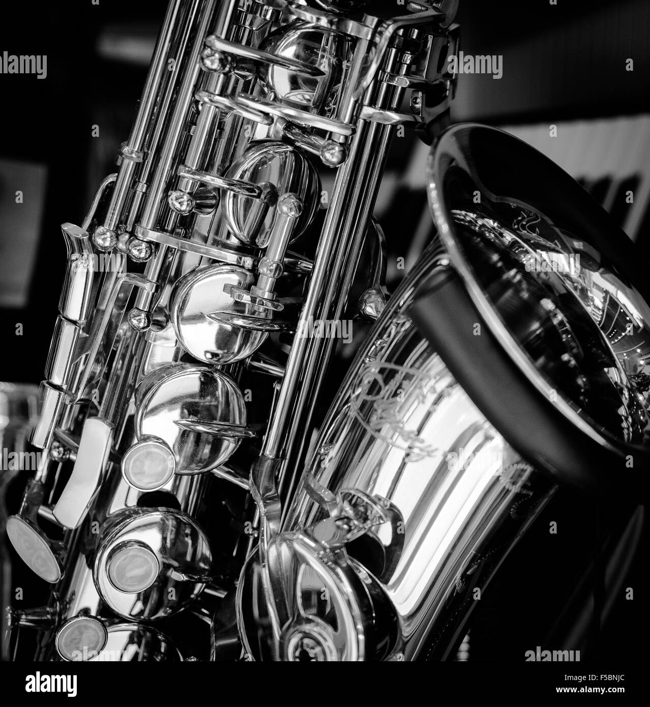close up saxophone musical instrument Stock Photo