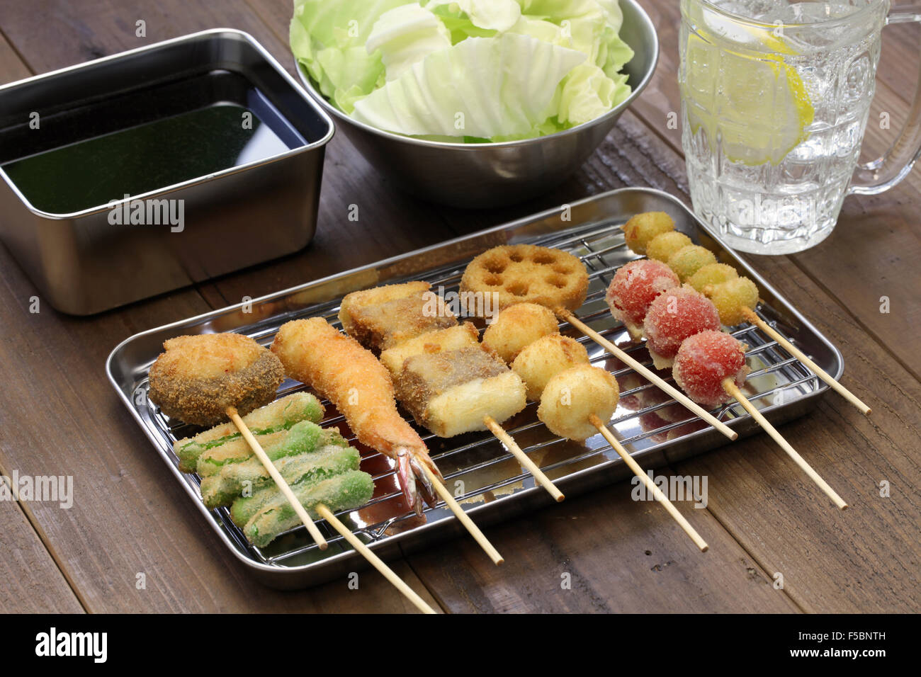 kushiage, kushikatsu, deep fried skewers, japanese food Stock Photo Alamy