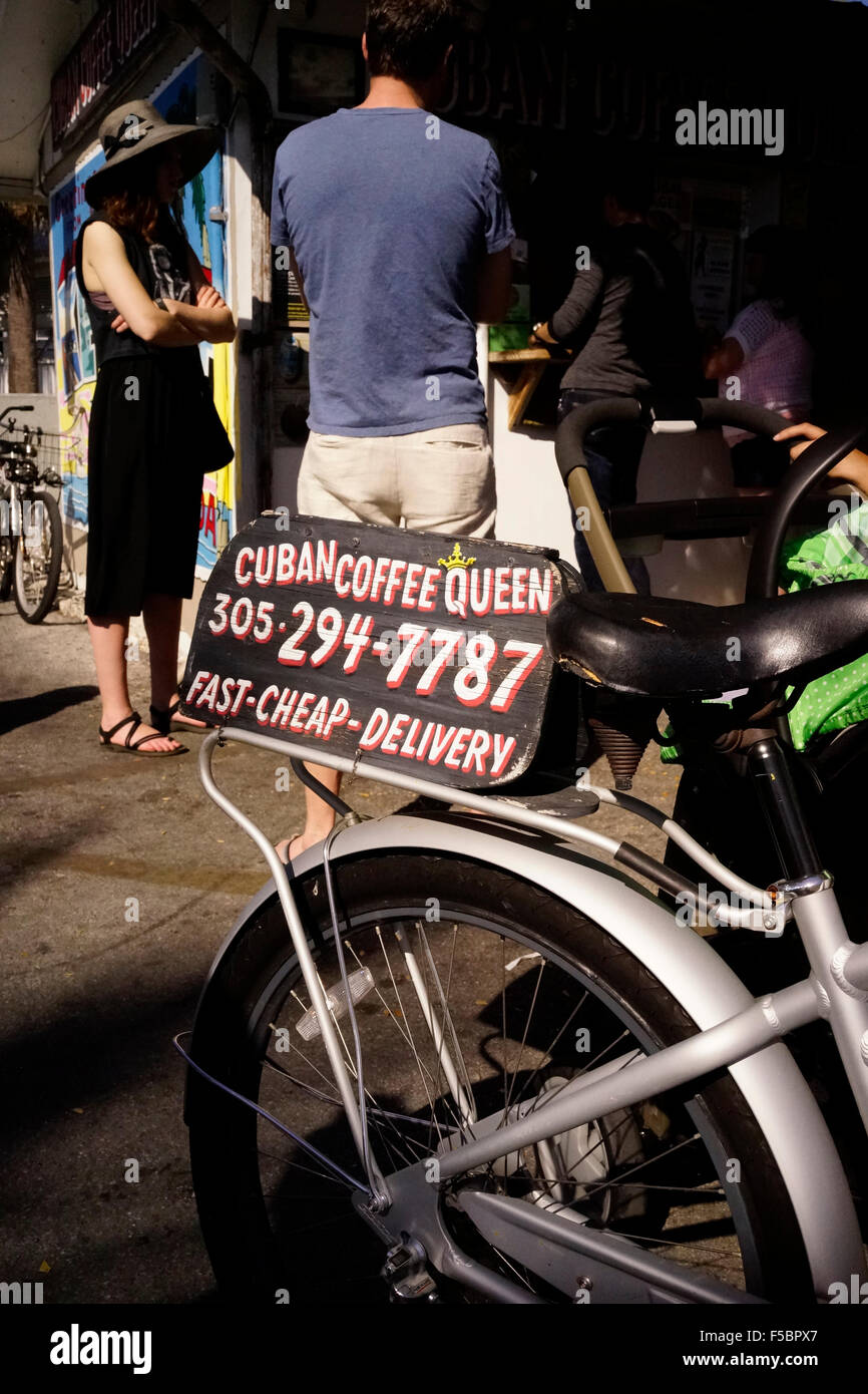 Cuban Coffee Queen delivery bike with sign Key West Florida USA travel ...