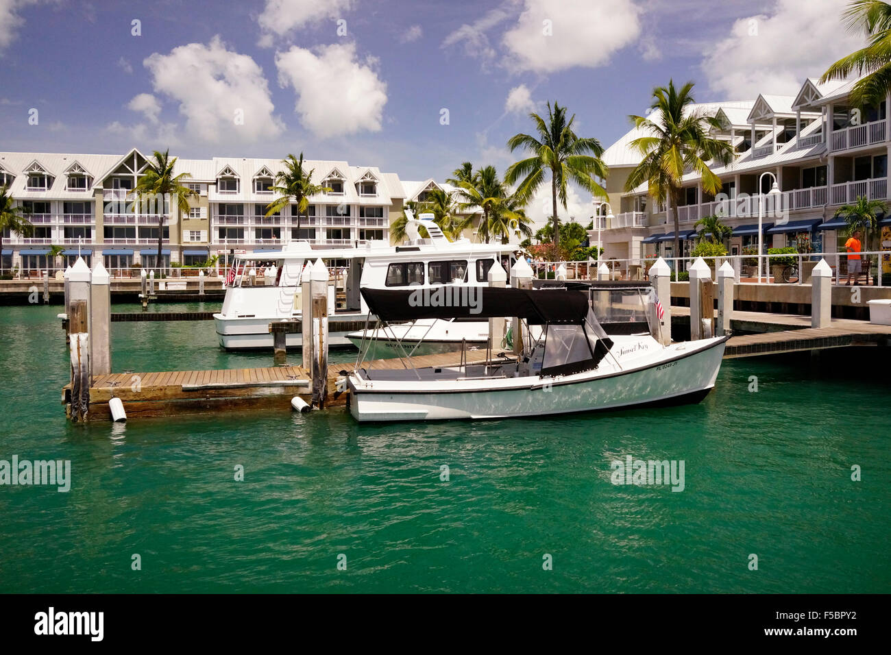 Skiff docked near Weston Resort and Marina Key West Florida USA travel Stock Photo